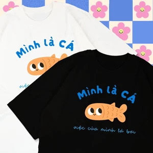 Áo thun unisex hài hước công sở Mình Là Cá áo phông cổ tròn tay ngắn chất Cotton mềm mịn co dãn 4 chiều TA1341