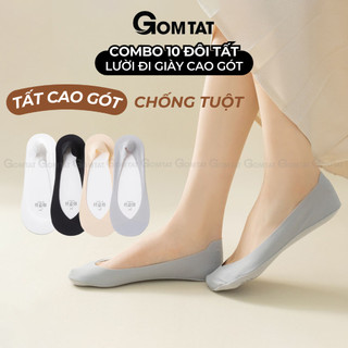 Combo 10 đôi tất tàng hình nữ GOMTAT chống tuột gót, chất liệu cotton êm chân khử mùi hôi - SUX-1103-CB10