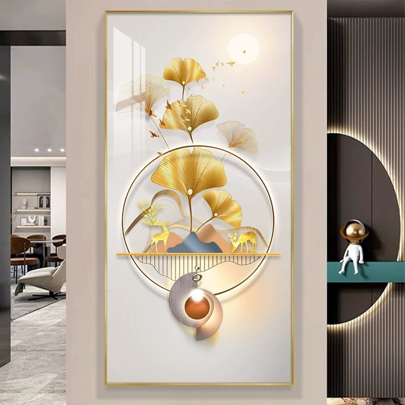 Tranh Treo Decor "LÁ BẠCH QUẢ" Tranh Decor - Tranh Treo Phòng khách, Tranh Treo phòng ngủ, Tranh tráng gương cao cấp