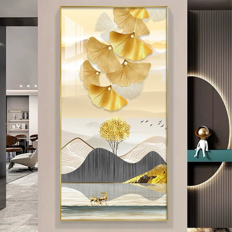Tranh Treo Decor "LÁ BẠCH QUẢ" Tranh Decor - Tranh Treo Phòng khách, Tranh Treo phòng ngủ, Tranh tráng gương cao cấp
