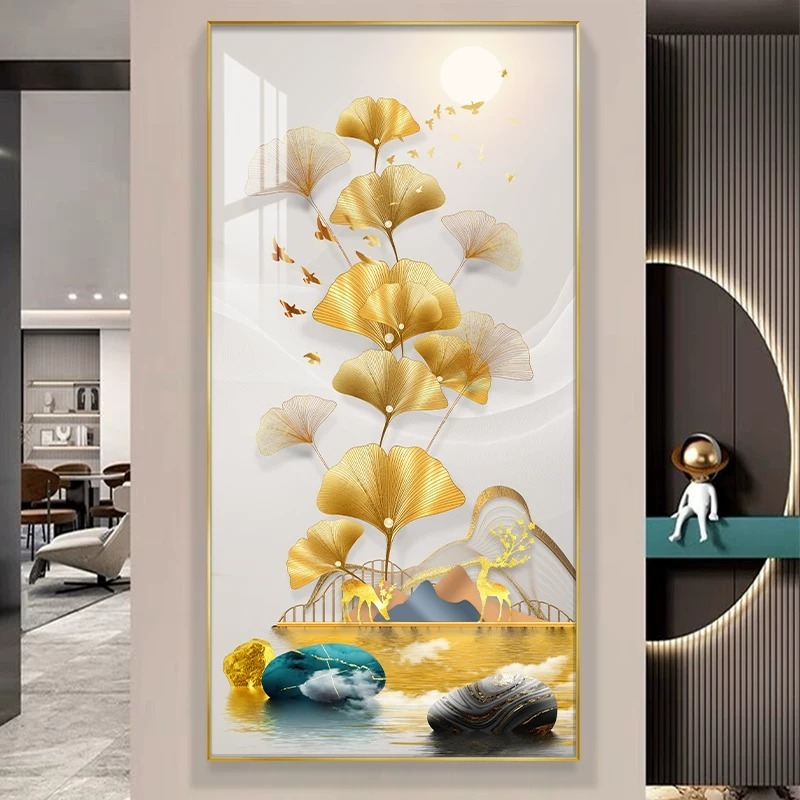Tranh Treo Decor "LÁ BẠCH QUẢ" Tranh Decor - Tranh Treo Phòng khách, Tranh Treo phòng ngủ, Tranh tráng gương cao cấp