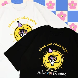 Áo thun unisex hài hước nghĩ tích cực SỐNG SAO CŨNG ĐƯỢC áo phông cổ tròn tay ngắn chất Cotton mềm mịn co dãn TA1328