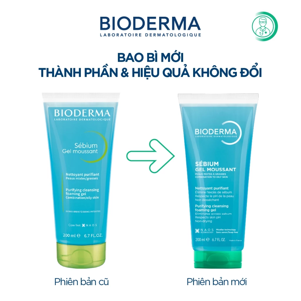 Bioderma Sebium Gel Moussant sữa rửa mặt da hỗn hợp dầu