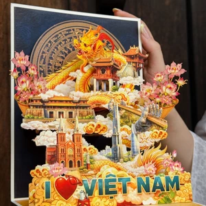 Thiệp 3D I Love VietNam - Thiệp Nổi 3D Mới Nhất Làm Quà tặng lưu niệm Việt Nam, Vietnamese souvenirs