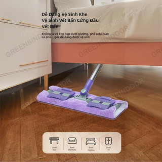 GREENSINDOOR Cây lau nhà phẳng, 360 đa năng° Bộ Cây Lau Nhà, Kích Thước Lớn 35cm, Ướt Và Khô Đa Năng Kép