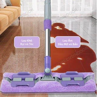 GREENSINDOOR Cây lau nhà phẳng, 360 đa năng° Bộ Cây Lau Nhà, Kích Thước Lớn 35cm, Ướt Và Khô Đa Năng Kép