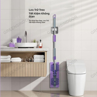 GREENSINDOOR Cây lau nhà phẳng, 360 đa năng° Bộ Cây Lau Nhà, Kích Thước Lớn 35cm, Ướt Và Khô Đa Năng Kép