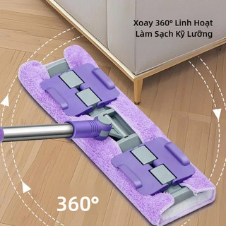 GREENSINDOOR Cây lau nhà phẳng, 360 đa năng° Bộ Cây Lau Nhà, Kích Thước Lớn 35cm, Ướt Và Khô Đa Năng Kép