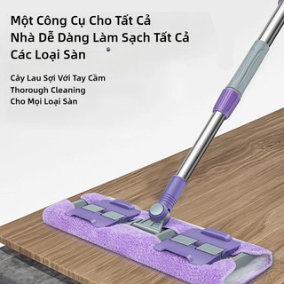 GREENSINDOOR Cây lau nhà phẳng, 360 đa năng° Bộ Cây Lau Nhà, Kích Thước Lớn 35cm, Ướt Và Khô Đa Năng Kép