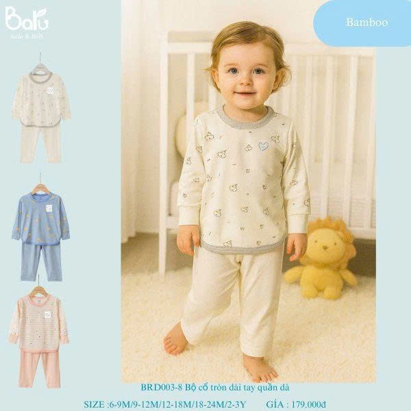 Bộ cổ tròn dài tay, quần dài - BRD003-8