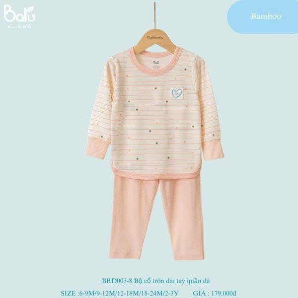 Bộ cổ tròn dài tay, quần dài - BRD003-8