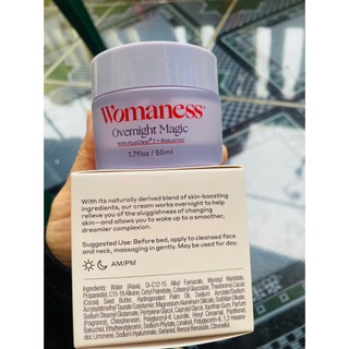 Womaness Overnight Magic Kem chống lão hóa,dưỡng da mặt với Axit Hyaluronic & Bakuchiol 50ml
