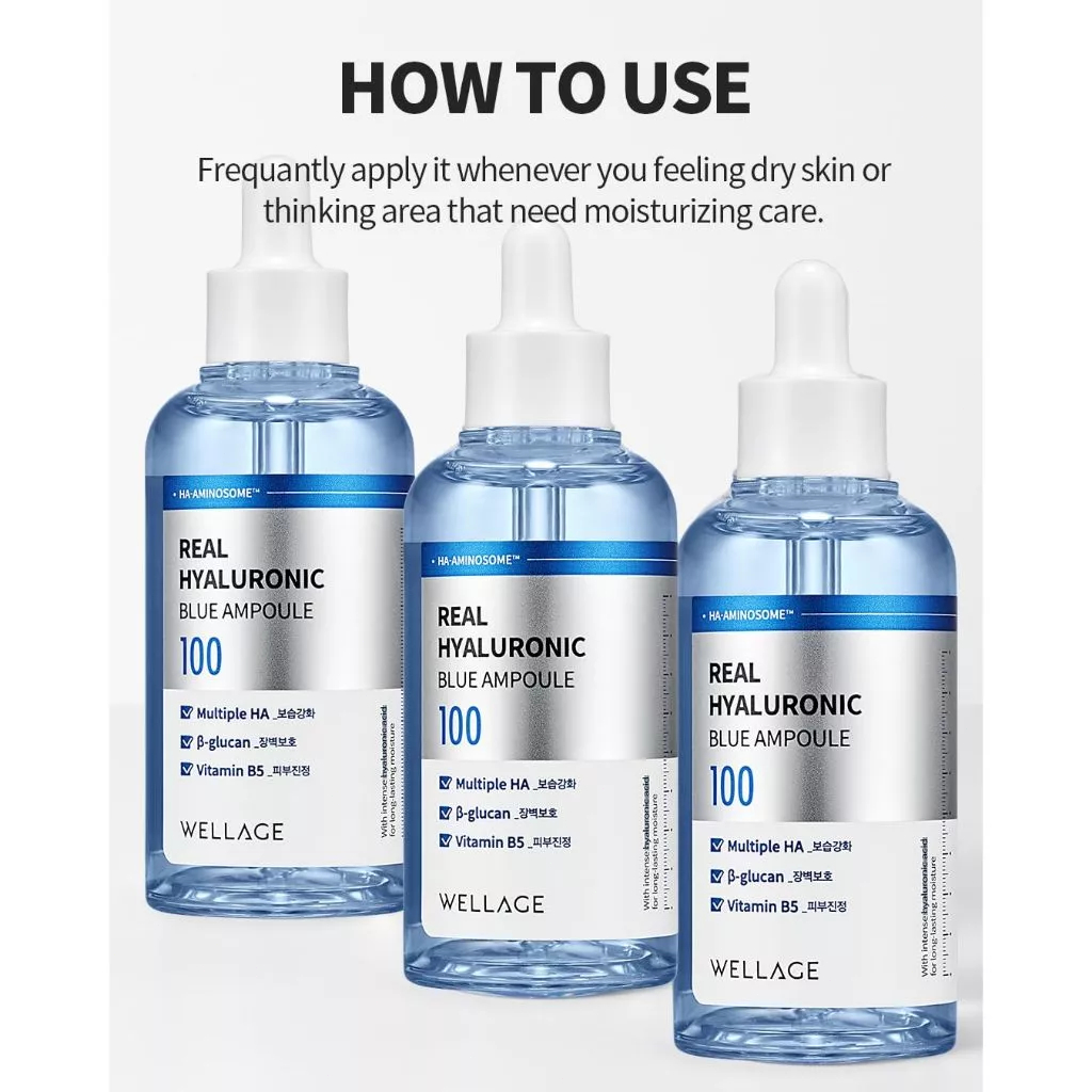 Tinh chất Wellage Real Hyaluronic Blue Ampoule 100ml cấp ẩm sâu cho da