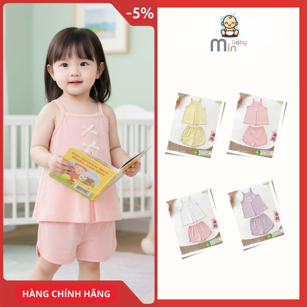 Bộ Hai Dây Bé Gái Anminaza Vải Sợi Tre Petit Mềm Mại Co Dãn - Hàng Chính Hãng AMI0516