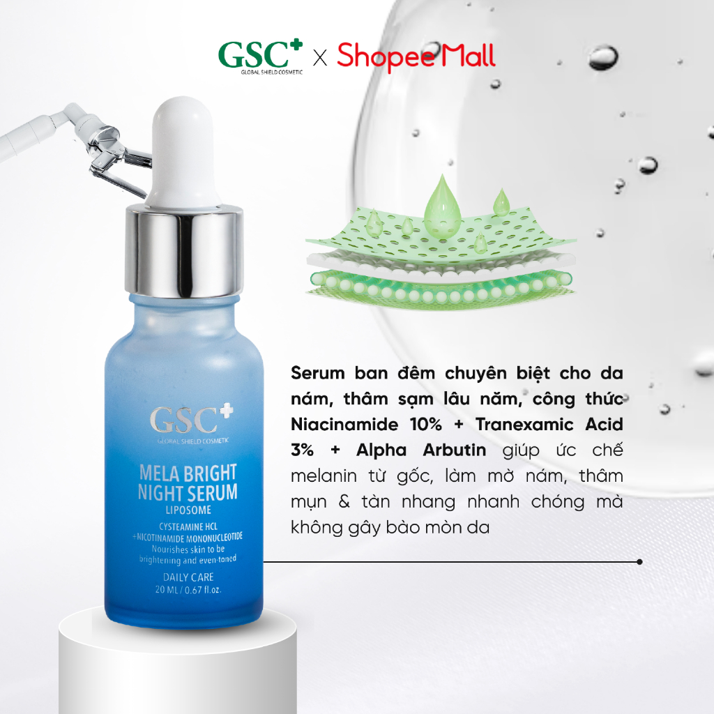 Serum Trắng Da, Mờ Thâm Nám BAN ĐÊM GSC Mela Bright Night Serum 20 ML - GC103A
