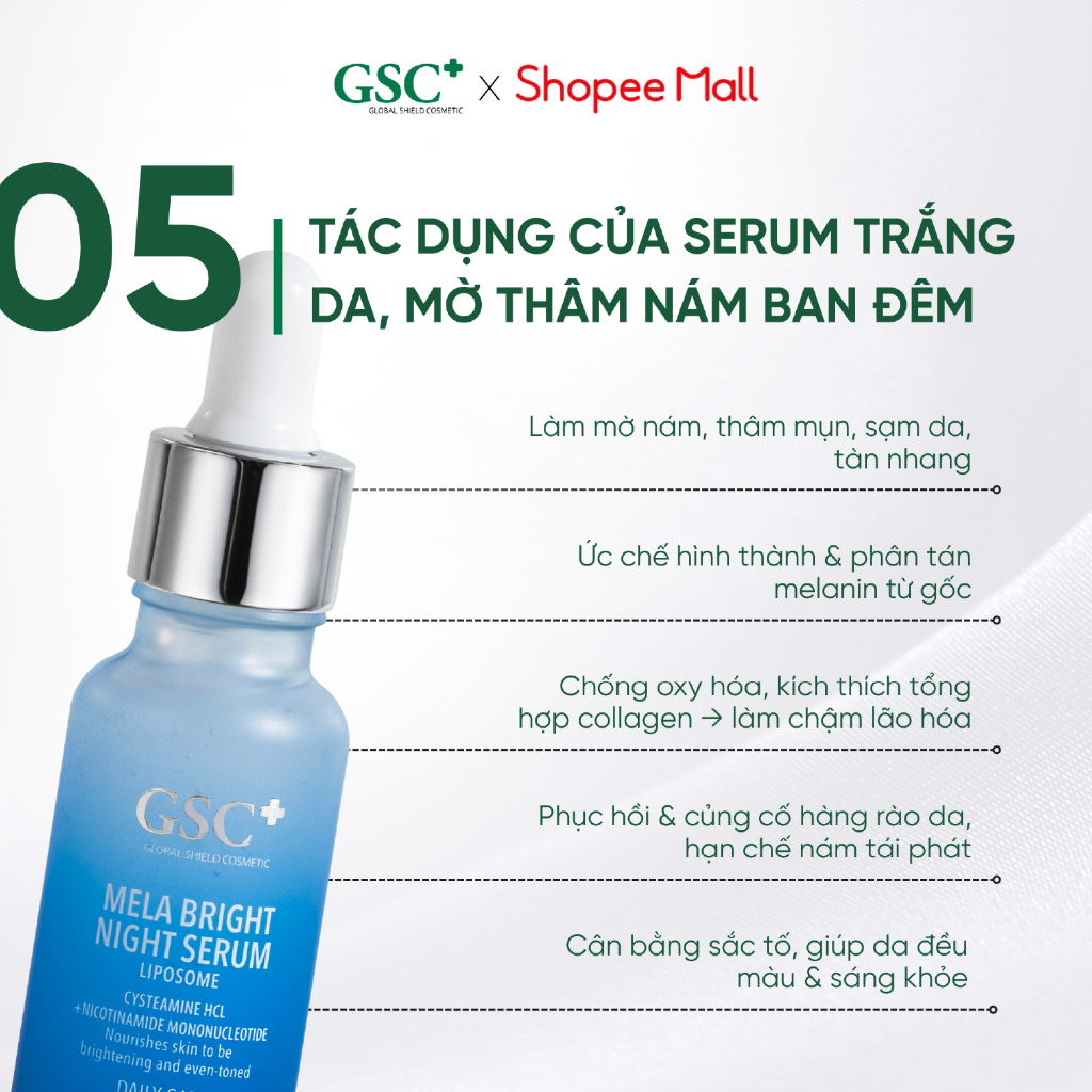 Serum Trắng Da, Mờ Thâm Nám BAN ĐÊM GSC Mela Bright Night Serum 20 ML - GC103A
