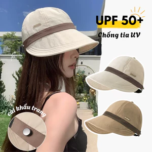 Mũ Chống Nắng Nữ Cao Cấp Mũ Bucket Vành Rộng Chống Tia UV, Có Nút Cài Khẩu Trang