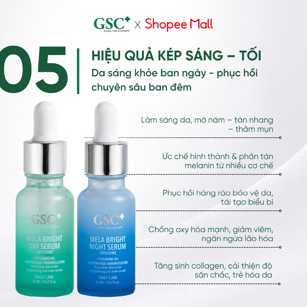 Bộ Đôi Serum Dưỡng Sáng, Mờ Thâm Nám DAY & NIGHT MELA BRIGHT SERUM 20 ML Hỗ Trợ Sáng Da, Mờ Nám - S1