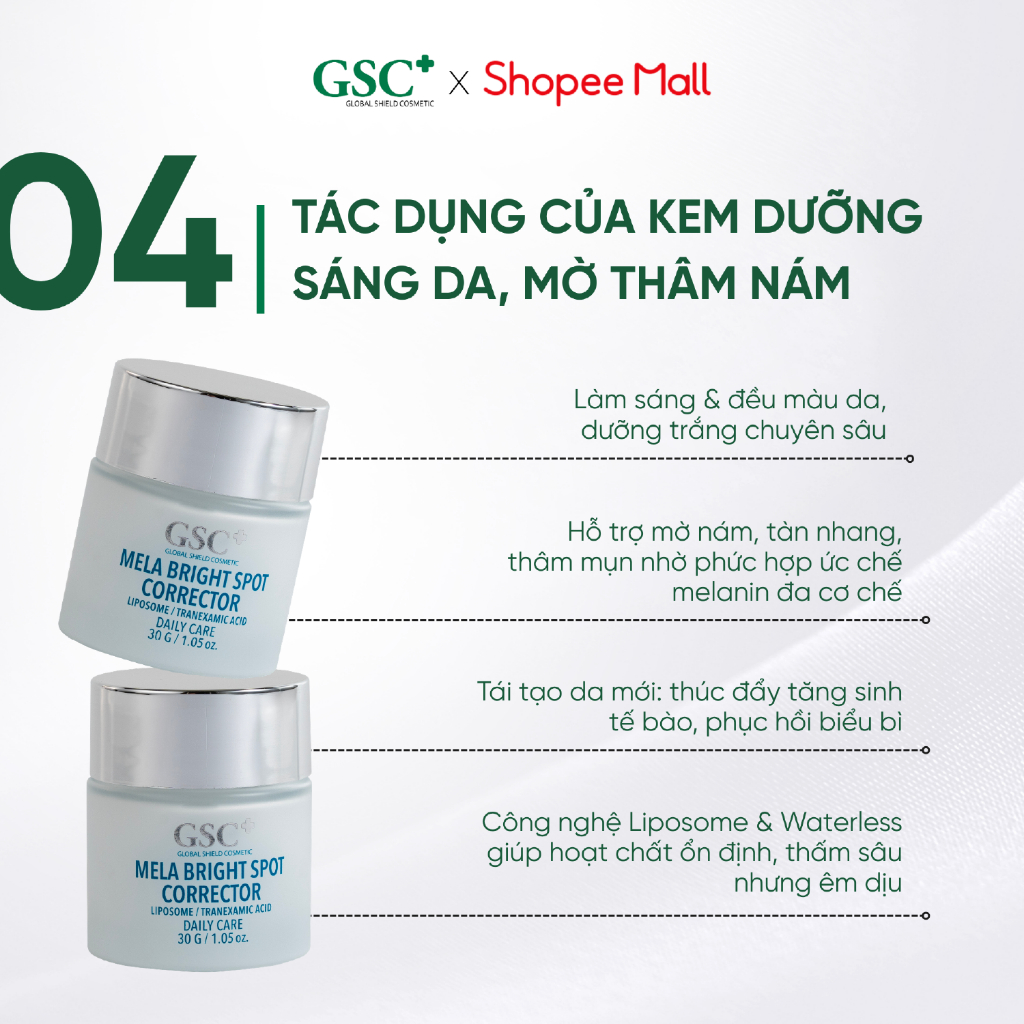 Kem Dưỡng Sáng Da, Mờ Thâm Nám GSC Mela Bright Spot Corrector 30ml - GC105A