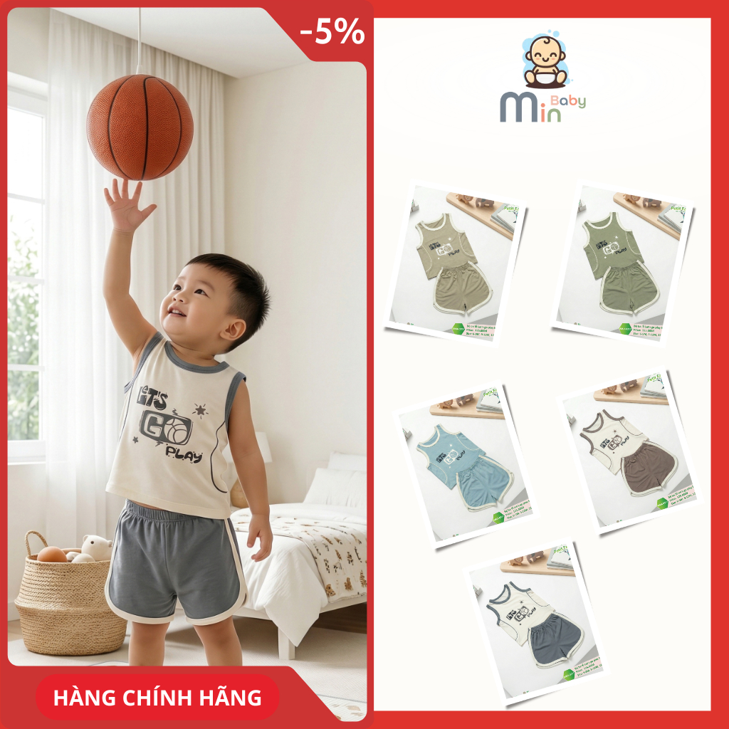 Bộ ba lỗ Let's go play bé trai Anminaza Vải Sợi Petit Thoáng Mát Thấm Hút - Hàng Chính Hãng AMIA0517