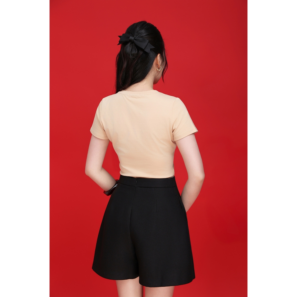 Quần Giả Váy Nữ GUMAC Quần Váy Công Sở Lưng Cao Vải Tuyết Mưa Xẻ Đắp Đính Nút Có Túi LSHF1201