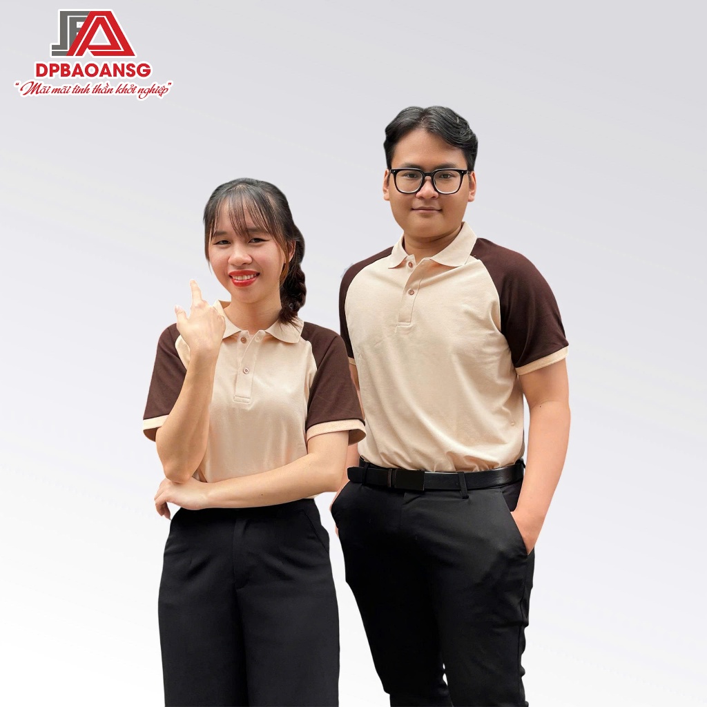 Áo Thun Polo Tay Raglan Phối Màu Nam Nữ Cho Phục Vụ, Bán Hàng, Mặc Hàng Ngày