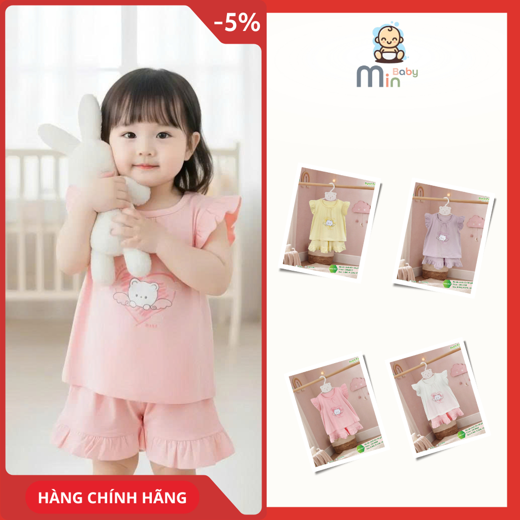 Bộ Cộc Cánh Tiên Bé Gái Anminaza Vải Sợi Tre Mềm Mịn Co Dãn - Hàng Chính Hãng AMI0527