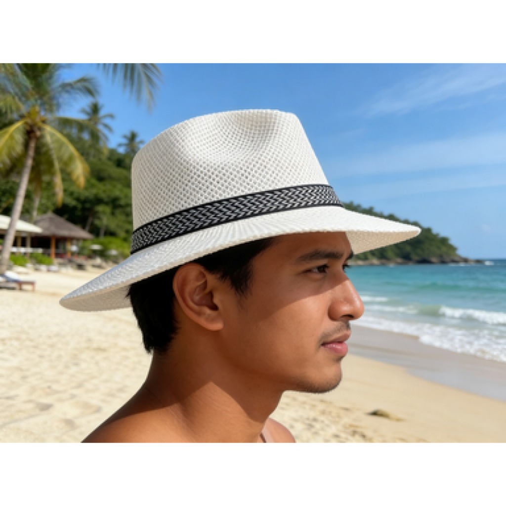 Nón Panama Nam Chống Nắng | Vòng Đầu 55-65cm | Dây Buộc Không Trượt | Phối Đồ Mùa Hè
