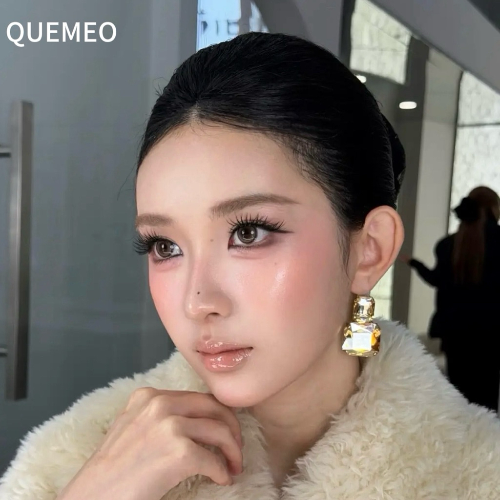 Bông Tai Sang Trọng Thiết Kế Đá SâmPanh Vuông Siêu Sáng Bóng Thời Thượng