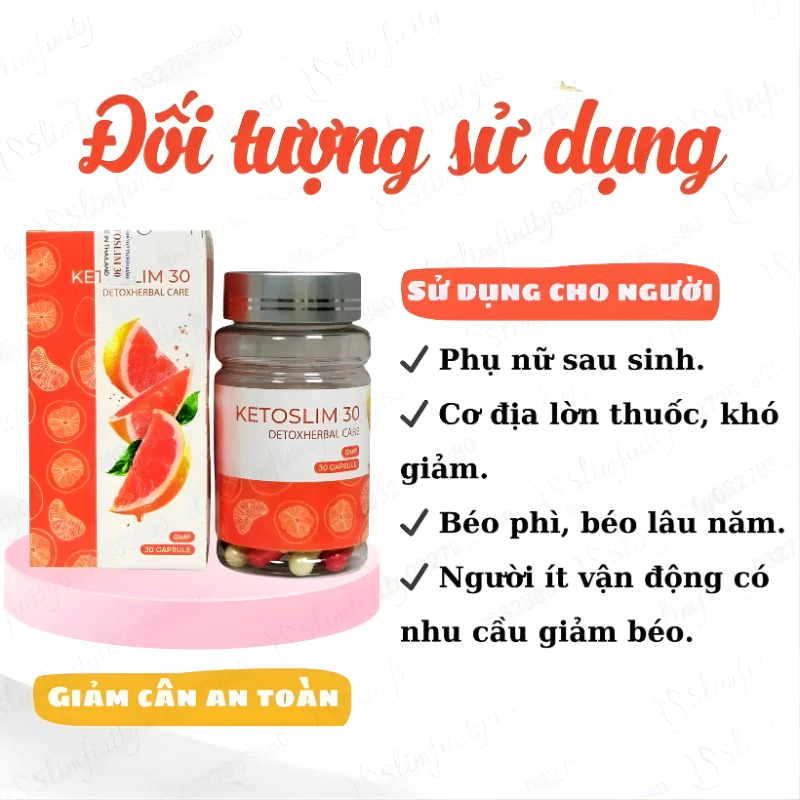 Viên Uống Keto SLim Thảo Mộc Giảm Cân Keto Bưởi Chính Hãng Hộp 30 Viên