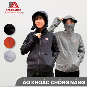 Áo Khoác Nữ Chống Nắng Chống Gió Có Mũ Liền Khẩu Trang – Màu Đen, Xám, Cam