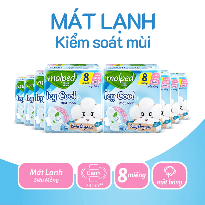 Combo 8 gói Băng vệ sinh Molped Icy Cool thiên nhiên Mát lạnh có cánh-GÓI 8 MIẾNG