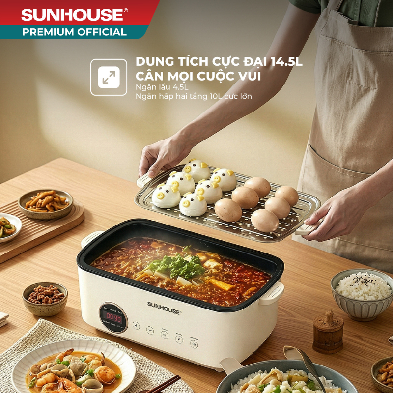 Lẩu hấp đa năng 14.5L SUNHOUSE SHD4593
