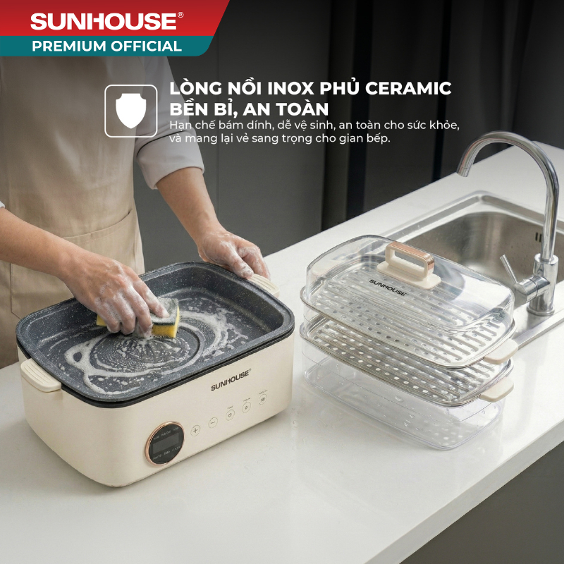 Lẩu hấp đa năng 14.5L SUNHOUSE SHD4593