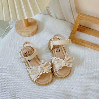 MỚI ẢNH THẬT Sz 21-35 Dép Quai Hậu Nơ Ren Da PU Đế Cao Su Mềm Êm Cho Bé K185