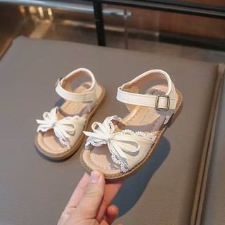 MỚI ẢNH THẬT Sz 21-35 Dép Quai Hậu Nơ Ren Da PU Đế Cao Su Mềm Êm Cho Bé K185