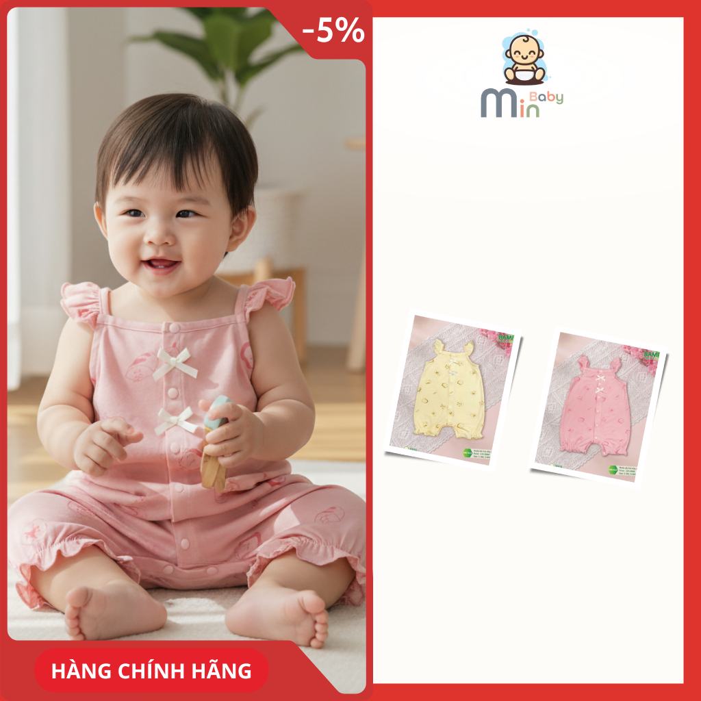Body Hai Dây Bé Gái Anminaza Cánh Tiên Vải Sợi Tre Petit Hoạ Tiết Mềm Mịn Co Dãn - Hàng Chính Hãng AMI0529