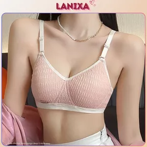 Áo ngực nữ không gọng cotton đũi êm ái đệm mút mỏng gom ngực kiểu dáng basic màu pastel LANIXA A303