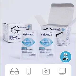 (Châu Âu) Giấy Lau Mắt Kính VISIOMAX Brillenputztücher Làm Sáng Trong Mắt Kính 52 tờ
