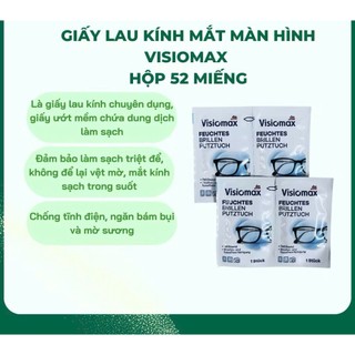 (Châu Âu) Giấy Lau Mắt Kính VISIOMAX Brillenputztücher Làm Sáng Trong Mắt Kính 52 tờ