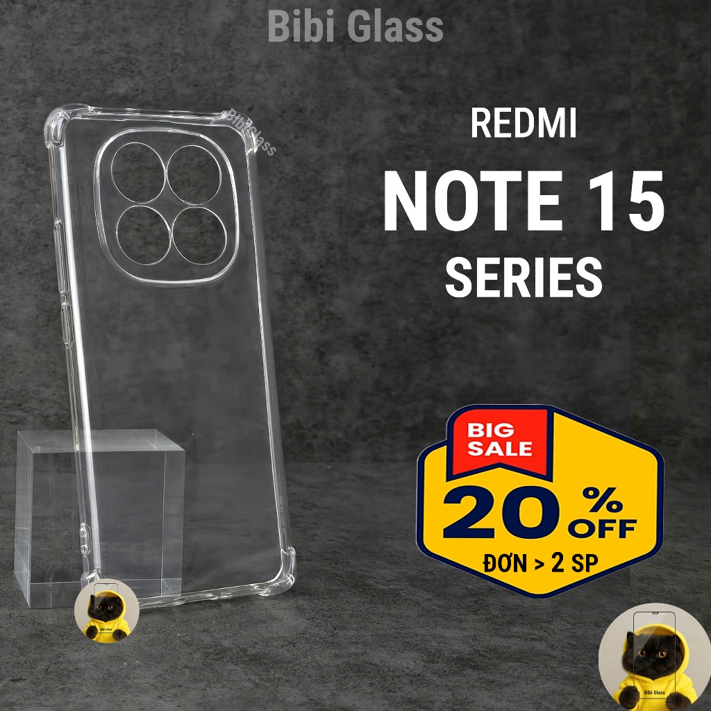 Ốp lưng Redmi Note 15, 15 Pro plus 4G 5G trong suốt silicon chống sốc bảo vệ cam điện thoại xm