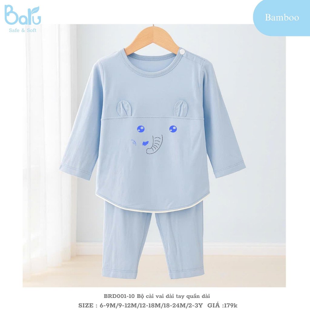 Bộ cài vai dài tay họa tiết gấu - BRD001-10