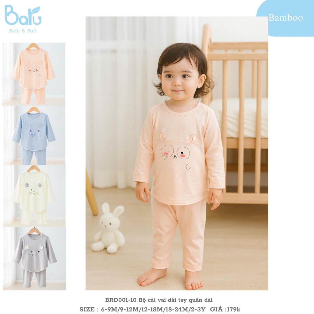 Bộ cài vai dài tay họa tiết gấu - BRD001-10