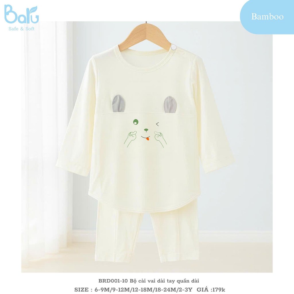 Bộ cài vai dài tay họa tiết gấu - BRD001-10