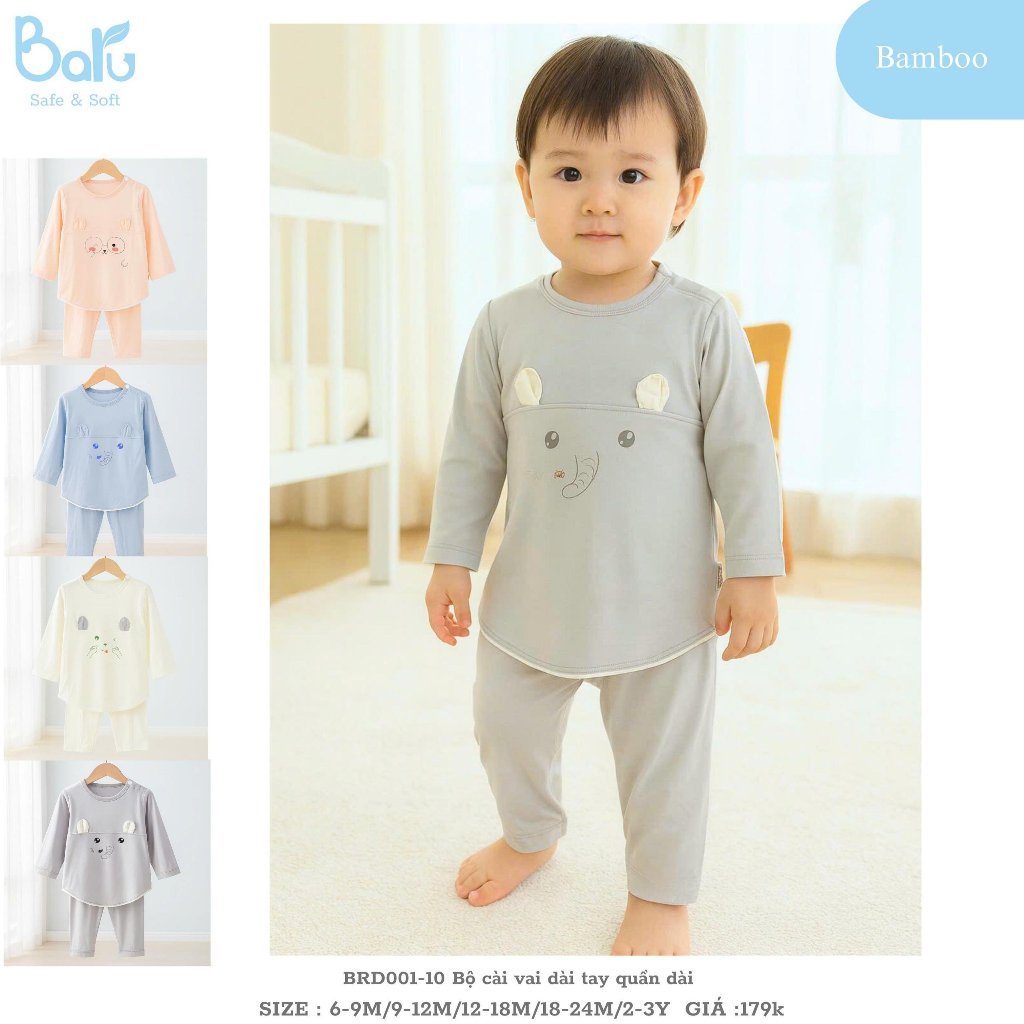 Bộ cài vai dài tay họa tiết gấu - BRD001-10