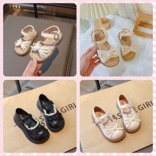 Size 21-35 MỚI Giày Búp Bê, Dép Quai Hậu Ren Phối Nơ Vintage Cho Bé Gái K079
