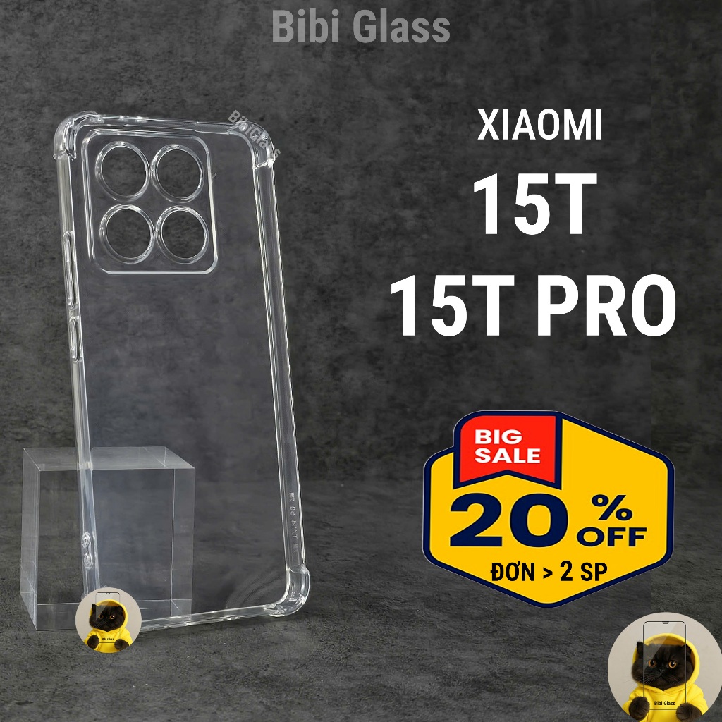 Ốp lưng Xiaomi 15t, 15t pro 5G trong suốt silicon chống sốc bảo vệ cam điện thoại đt bibi glass