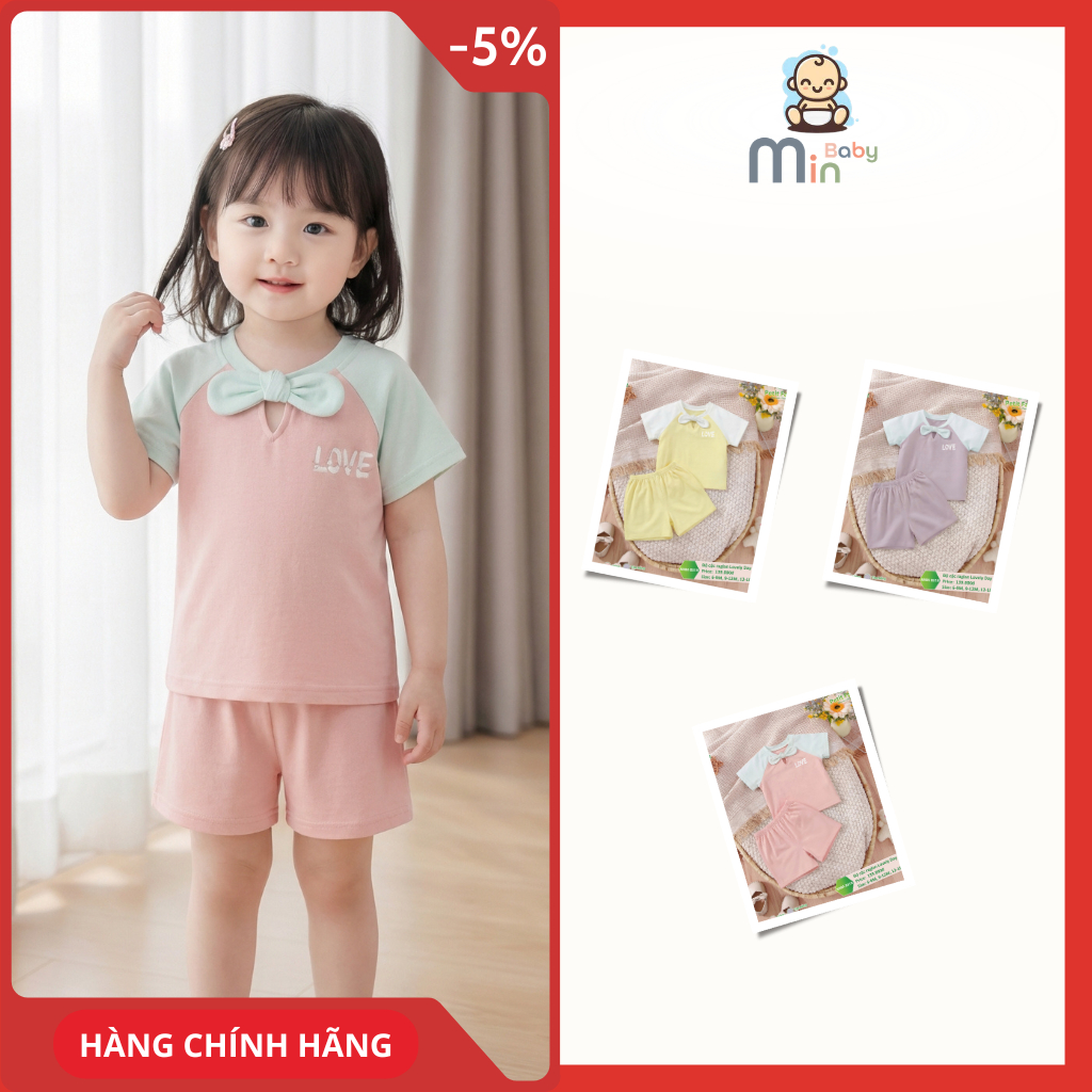 Bộ Cộc Bé Gái Lovely Day Anminaza Vải Sợi Tre Petit Mềm Mại Co Dãn - Hàng Chính Hãng AMI0519