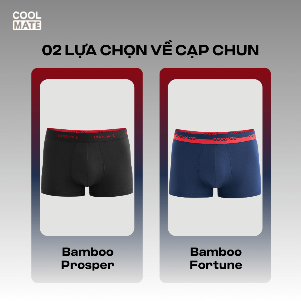 [TẶNG QUÀ ĐƠN 329K][BẢN GIỚI HẠN]Combo 03 quần lót nam Trunk Bamboo Prosper, Fortune kháng khuẩn Coolmate