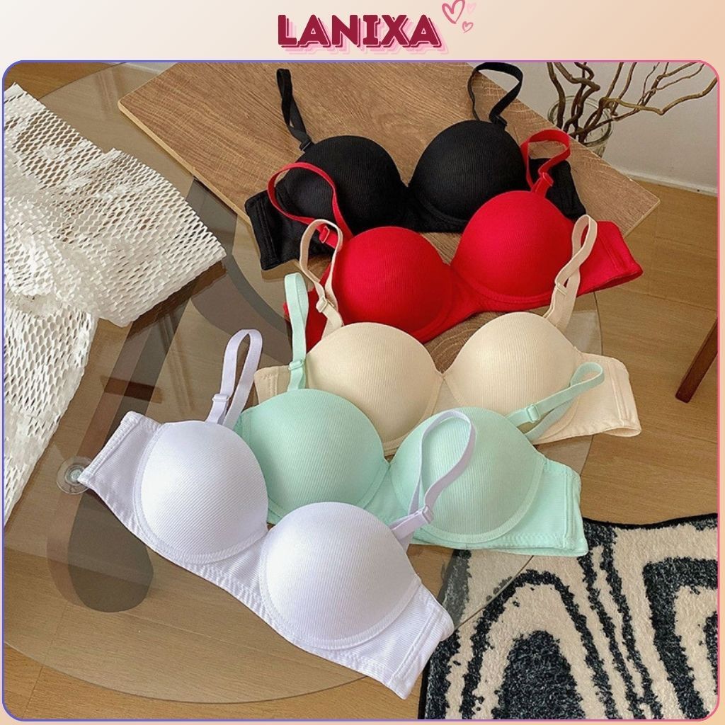 Áo ngực nữ có gọng cotton gân tăm đệm mút vừa nâng đỡ ngực định hình tạo quả gợi cảm sexy LANXA A824